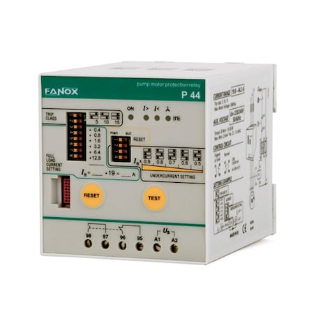 Fanox 3-Phase Pump Protection Relay P19 by undercurrent 4-10hp 115V aux volt P19 11402
